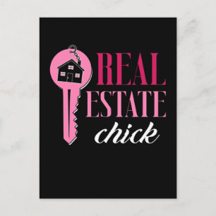 Female Real Estate Agent Funny Estate Broker Postcard