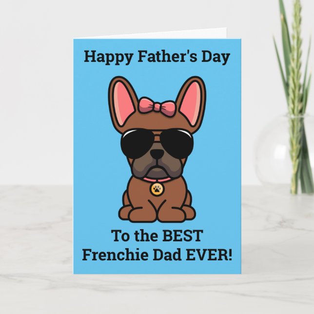 Female Red Fawn French Bulldog Father's Day Card (Front)
