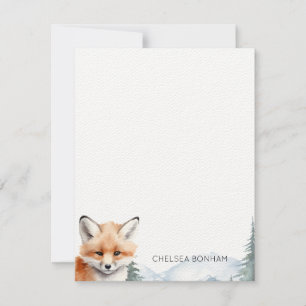 Female Red Fox Cub In Woodland Forest Watercolor  Card