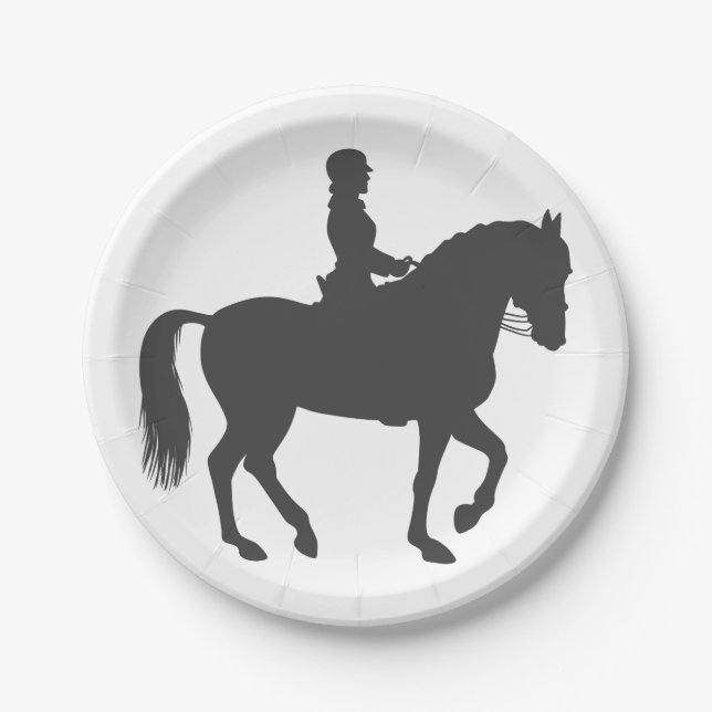 female riding horse  - Choose background color Paper Plate (Front)