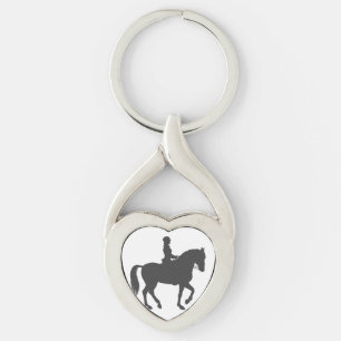 female riding horse  - Choose background colour Key Ring