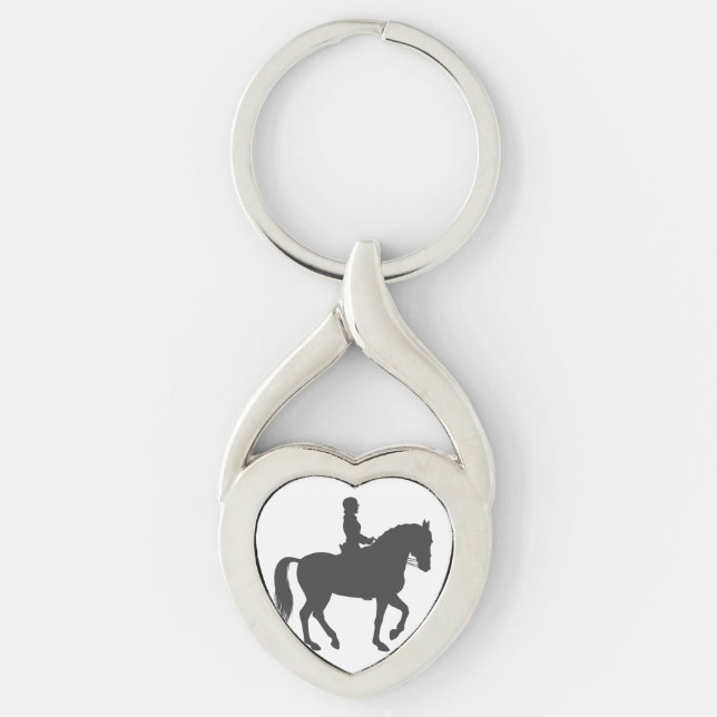 female riding horse  - Choose background colour Key Ring (Front)