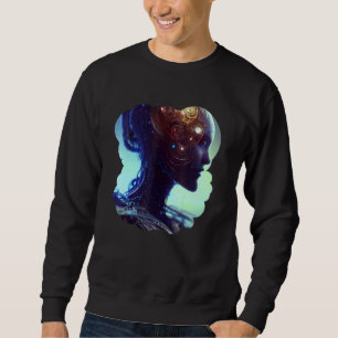 Female Robot Sci Fi Cyborg Unique Futuristic Digit Sweatshirt