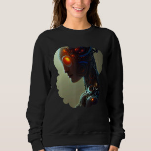 Female Robot Sci Fi Cyborg Unique Futuristic Digit Sweatshirt