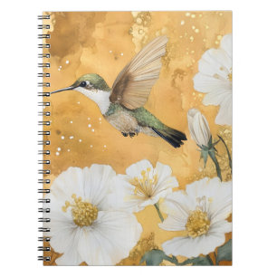 female ruby-throated hummingbird white blossoms notebook