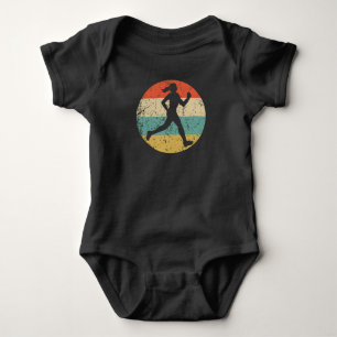 Female Runner Cross Country Marathon Silhouette Re Baby Bodysuit