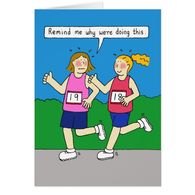 Female Runners Humour Cartoon. (Front)