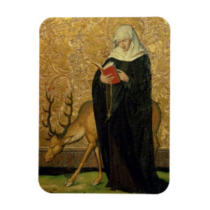 Female Saint with a Stag (oil on panel) Magnet