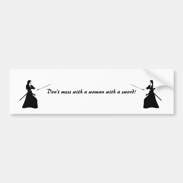 Female Samurai Warrior with Sword Bumper Sticker (Front)