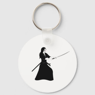 Female Samurai Warrior with Sword Key Ring