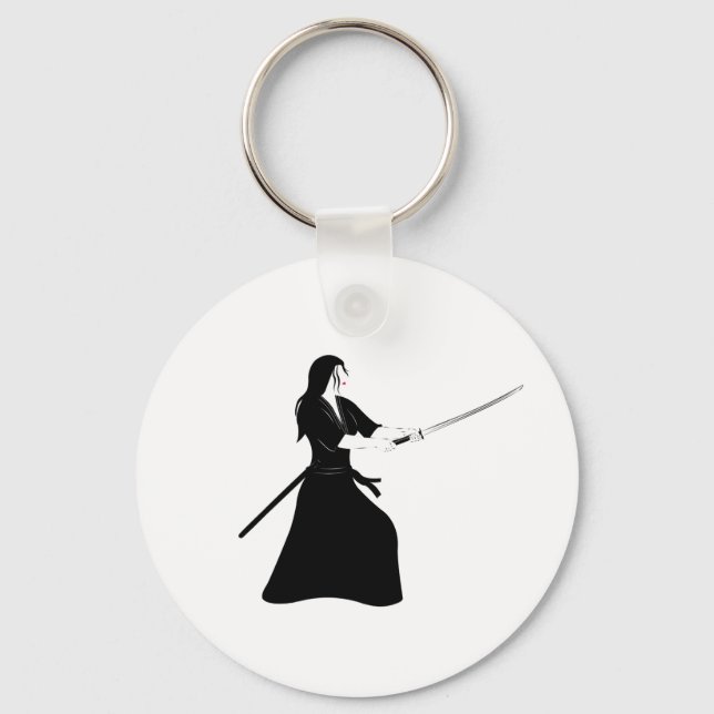 Female Samurai Warrior with Sword Key Ring (Front)