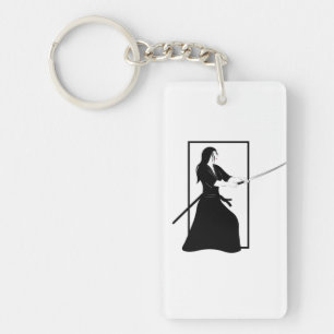 Female Samurai Warrior with Sword Key Ring