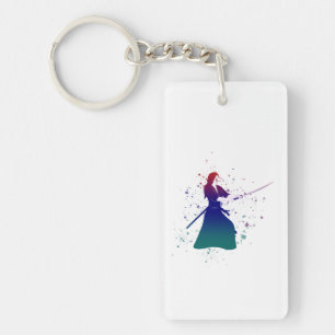 Female Samurai Warrior with Sword Key Ring
