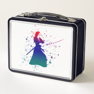 Female Samurai Warrior with Sword Metal Lunch Box