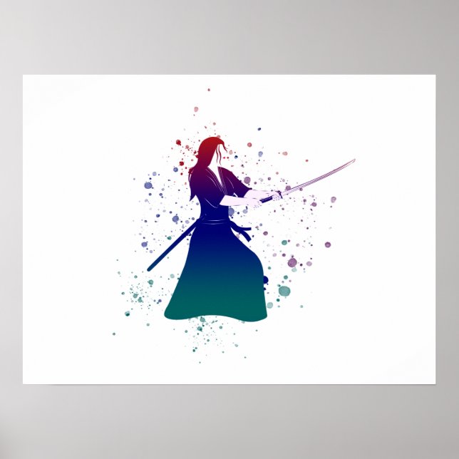 Female Samurai Warrior with Sword Poster (Front)