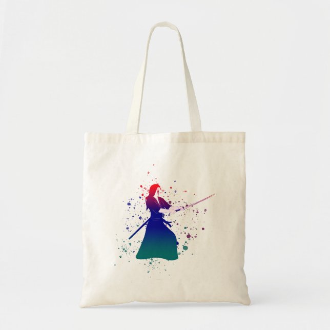 Female Samurai Warrior with Sword Tote Bag (Front)