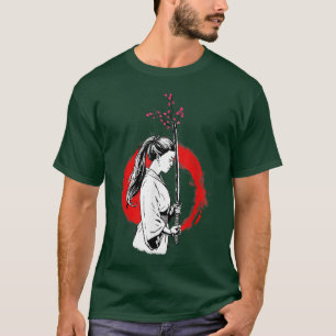 Female Samurai with a Sakura sword (2) T-Shirt