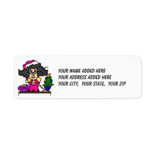 Female Santa at Office Return Address Labels