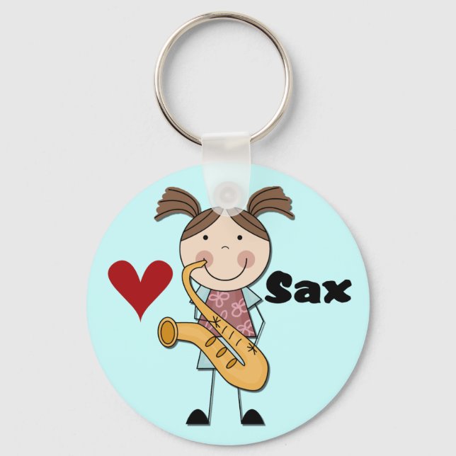 Female Saxophone Player Tshirts and Gifts Key Ring (Front)