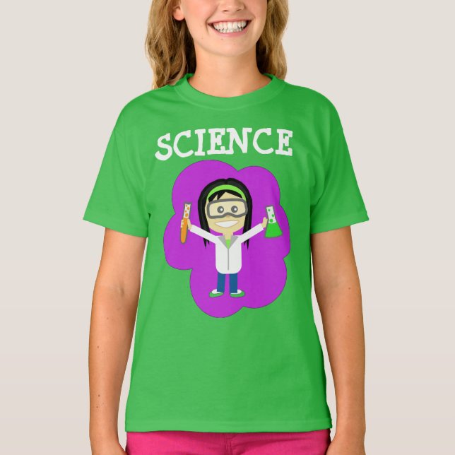 Female Scientist on Girls' Fine Jersey T-Shirt (Front)