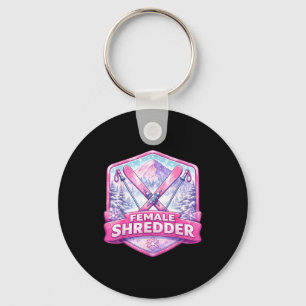 Female shredder expert woman skier skiing key ring