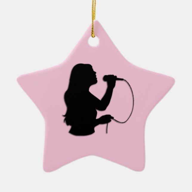 Female Singer Pink Ceramic Tree Decoration (Front)
