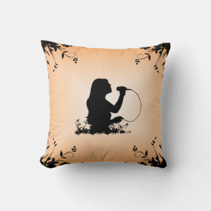 Female Singer Silhouette Mojo Throw Pillow