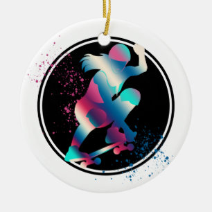 Female Skateboarder Ceramic Ornament