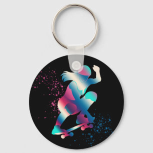 Female Skateboarder Key Ring