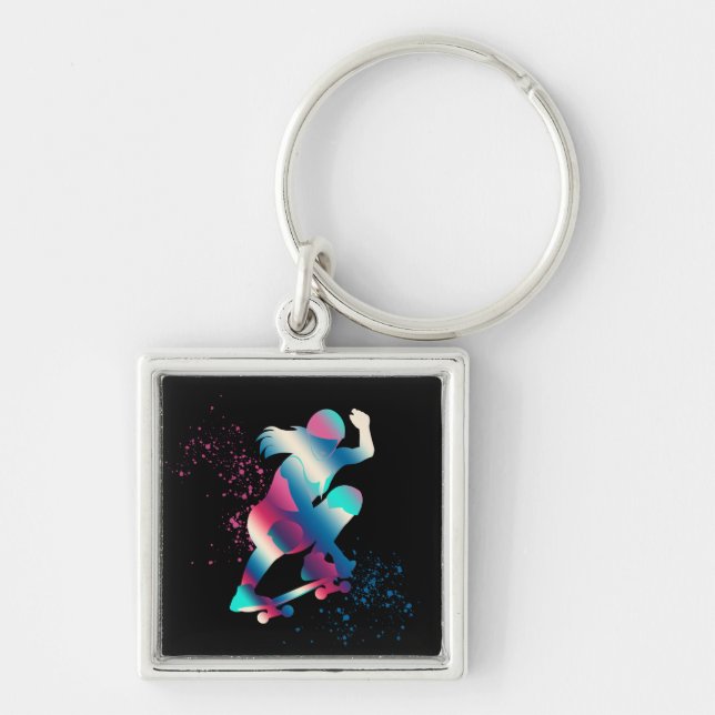 Female Skateboarder Key Ring (Front)