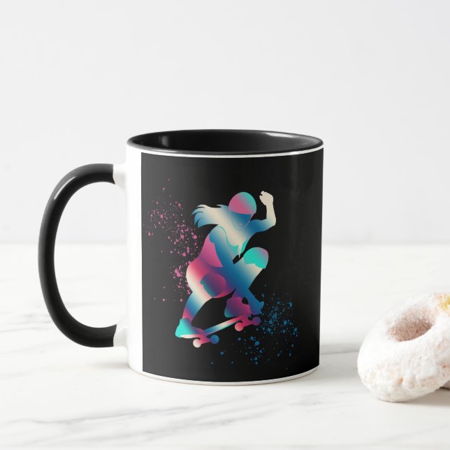 Female Skateboarder Mug (With Donut)