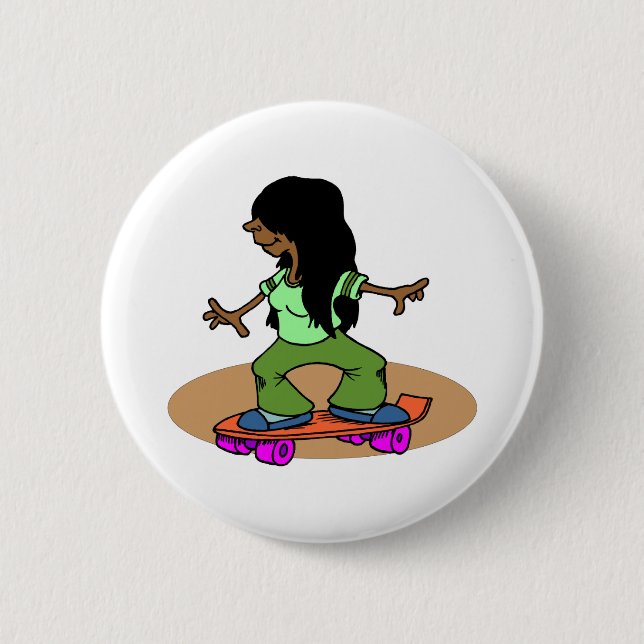 Female Skateboarder Skateboarding Fun Skateboard 6 Cm Round Badge (Front)