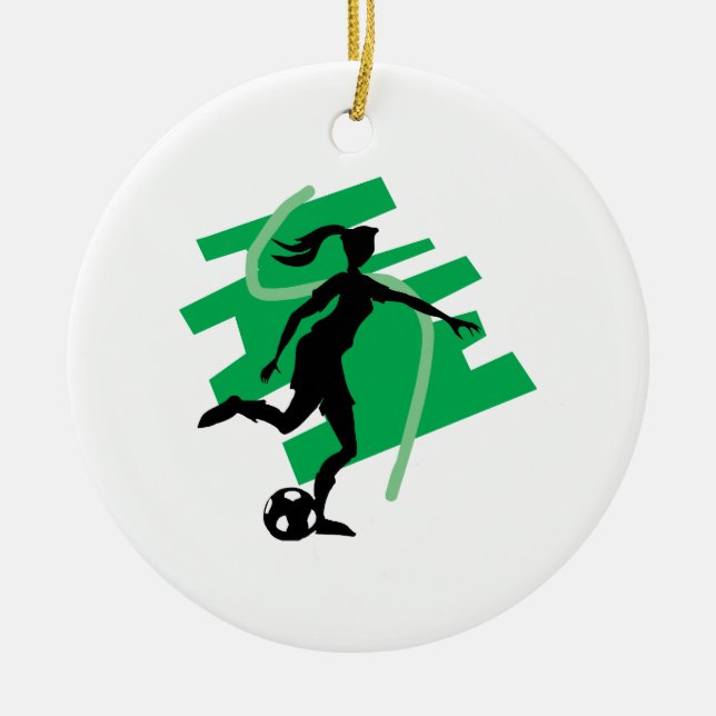 Female Soccer Ceramic Tree Decoration (Front)