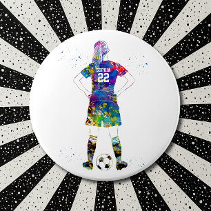 Female Soccer Player 6 Cm Round Badge