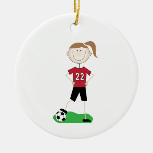 Female Soccer Player Ceramic Ornament
