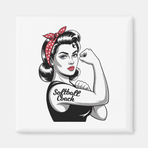 Female Softll Coach Rosie Riveter Team Builder Wom Magnet