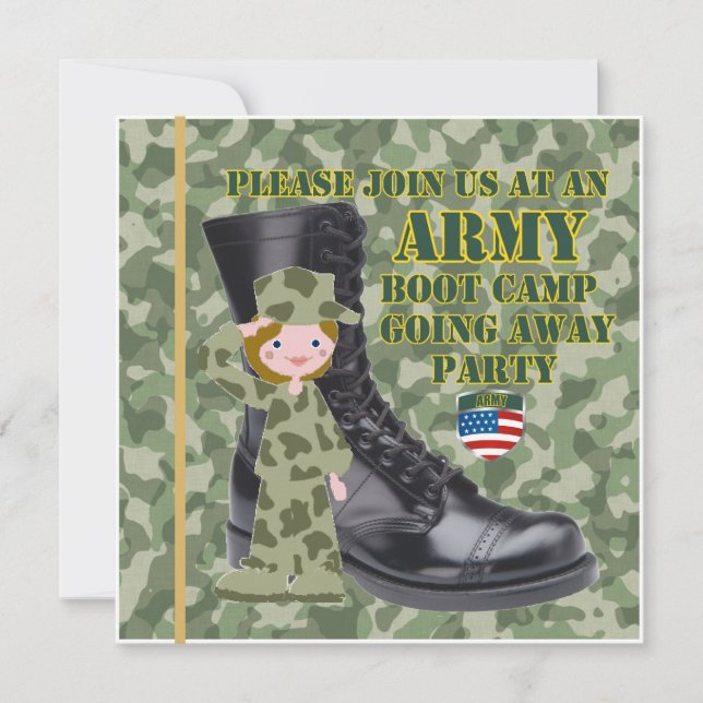 Female Soldier Boot Camp Going Away Invitation (Front)