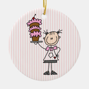 Female Stick Figure Baker Ceramic Tree Decoration