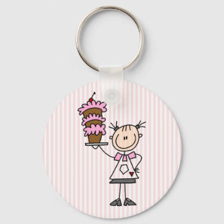 Female Stick Figure Baker Key Ring