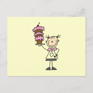 Female Stick Figure Baker Postcard