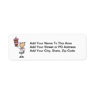 Female Stick Figure Baker Return Address Label