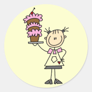 Female Stick Figure Baker Tshirts and Gifts Classic Round Sticker