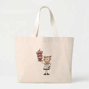 Female Stick Figure Baker Tshirts and Gifts Large Tote Bag