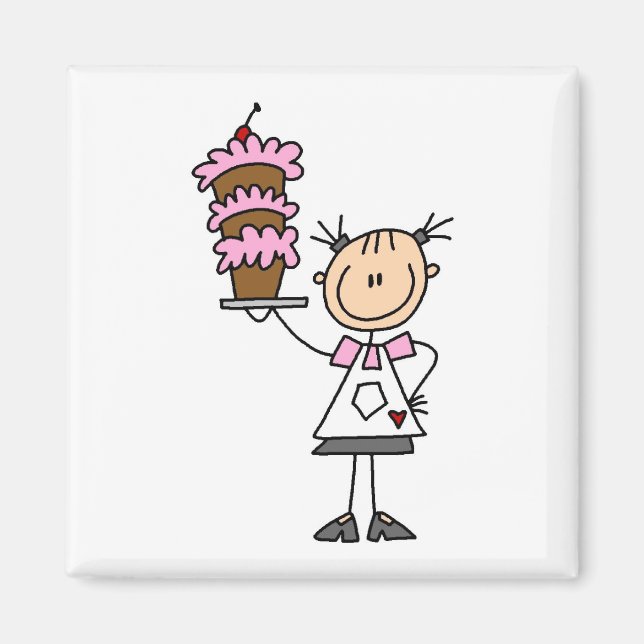 Female Stick Figure Baker Tshirts and Gifts Magnet (Front)