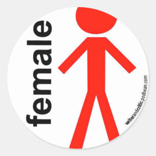 Female Stick Figure Classic Round Sticker