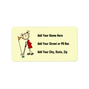 Female Stick Figure Golfer Label