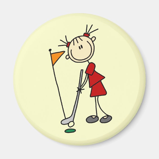 Female Stick Figure Golfer Magnet (Front)