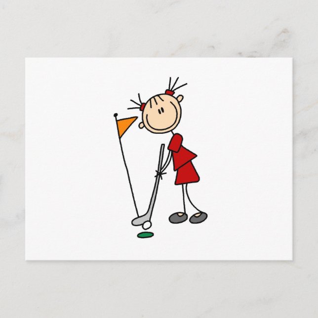 Female Stick Figure Golfer Postcard (Front)