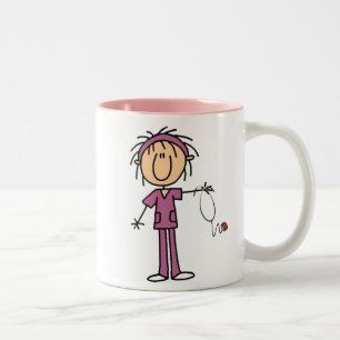 Female Stick Figure Nurse Two-Tone Coffee Mug