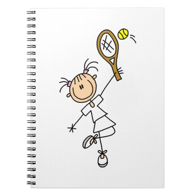 Female Stick Figure Tennis Player Notebook (Front)